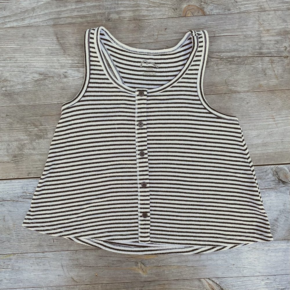 Striped Button up Tank Top